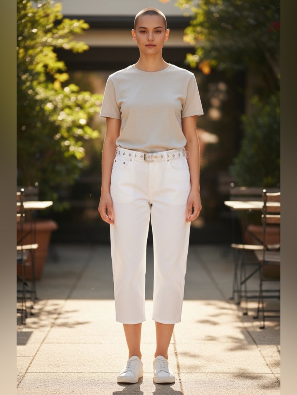 Crest Jeans Capri Color White with a Belt | NWT